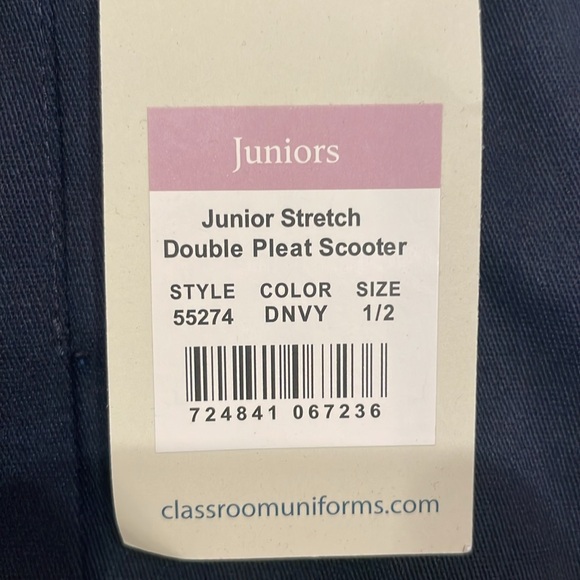 Classroom School Uniform Girl's Double-Pleated Scooter Skirt, Dark Navy - Picture 5 of 7